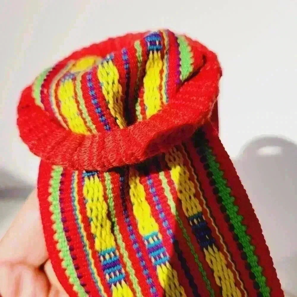 Vintage Rainbow Blue Yellow Red Woven Belt Hand Crafted 34 1/2" Long - Picture 8 of 10